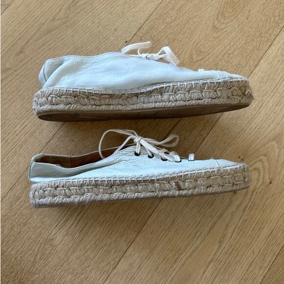 OFFICE - Leather Lace Up Espadrilles in Off White - Picture 3 of 7